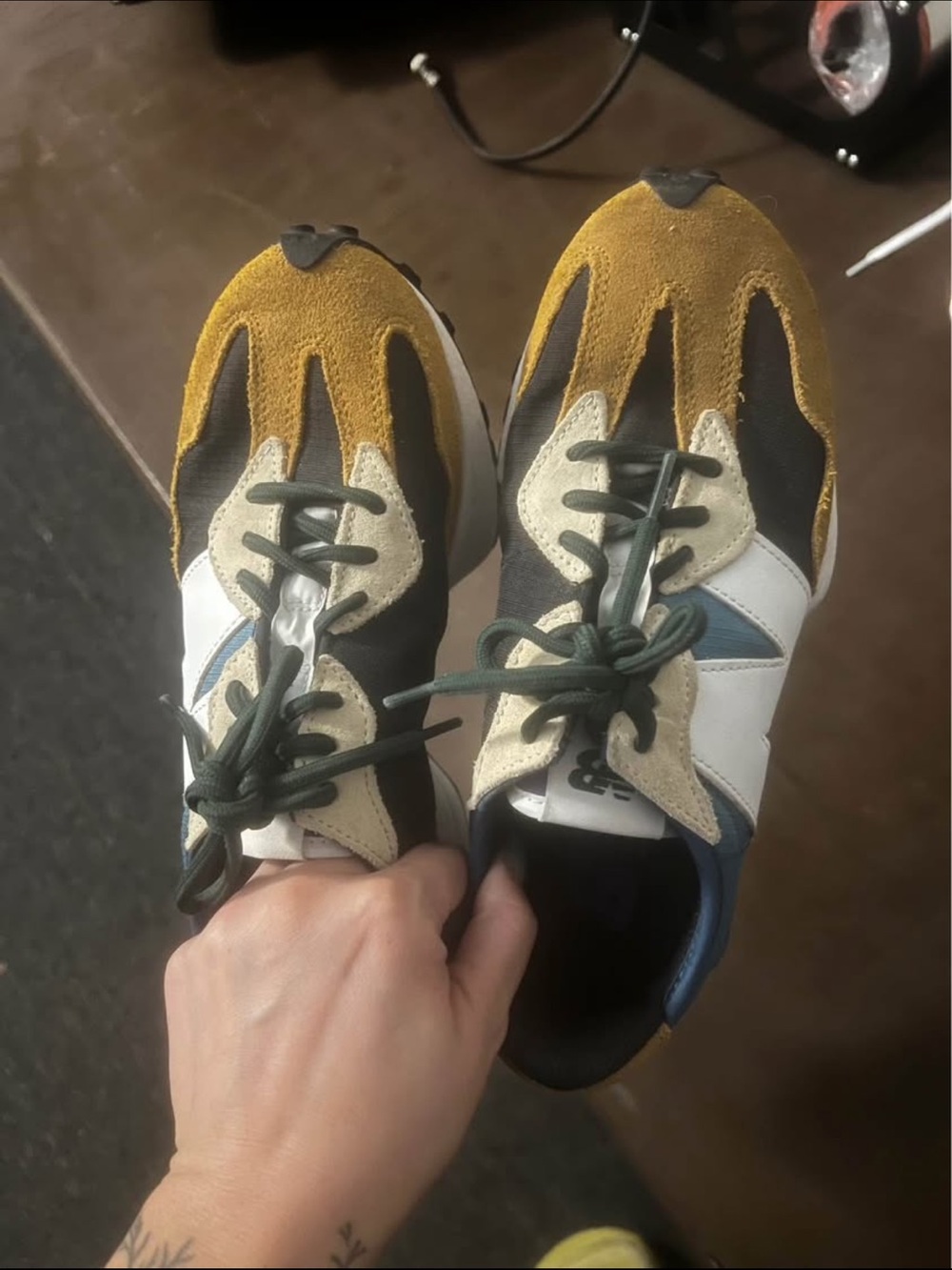 Men's Casual Lace-Up Sneakers in Mustard and Black